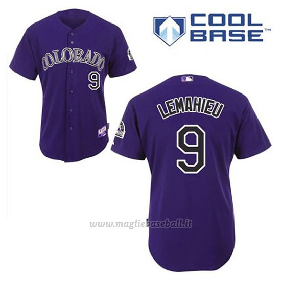 Maglia Baseball Uomo Colorado Rockies Dj Lemahieu 9 Viola Alterner Cool Base